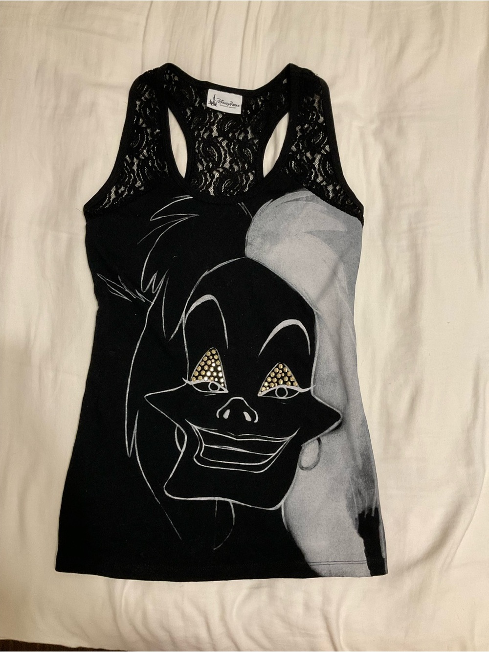 Disney Parks Black Lace Racerback Tank Top